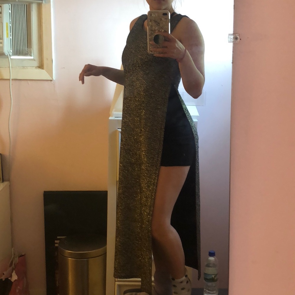 NWT silver high slit dress